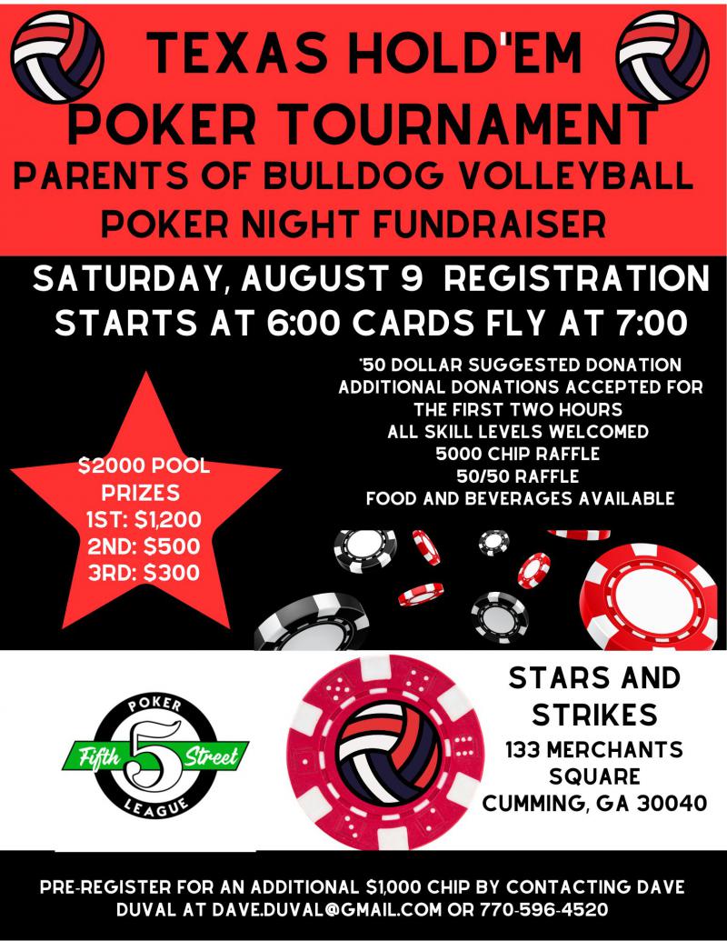 Parents of Bulldog Volleyball Poker Fundraiser - Stars and Strikes at 5thstreetpoker.com